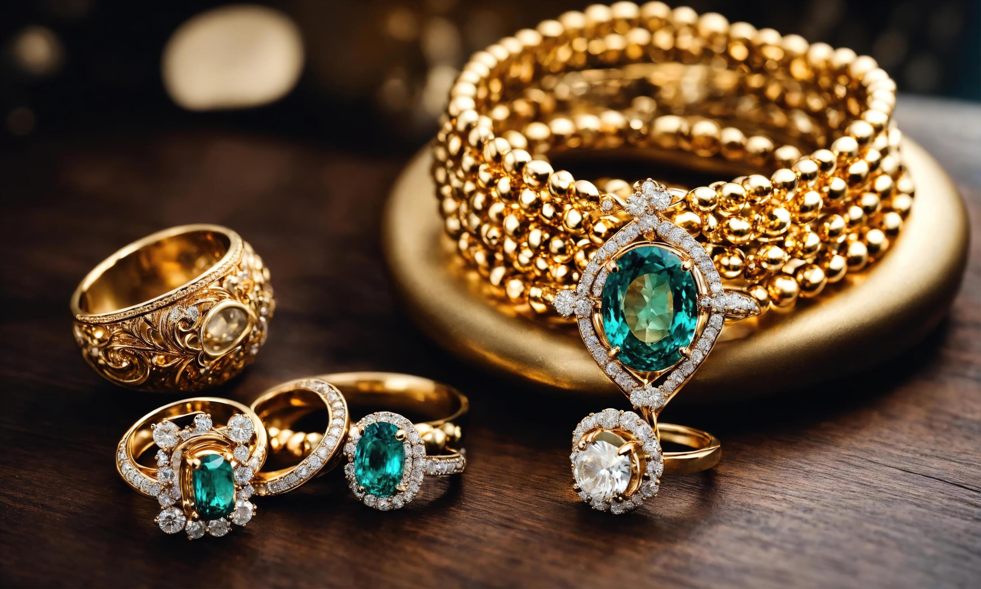 Gold and diamond jewelry pieces being catalogued in an ERP inventory system